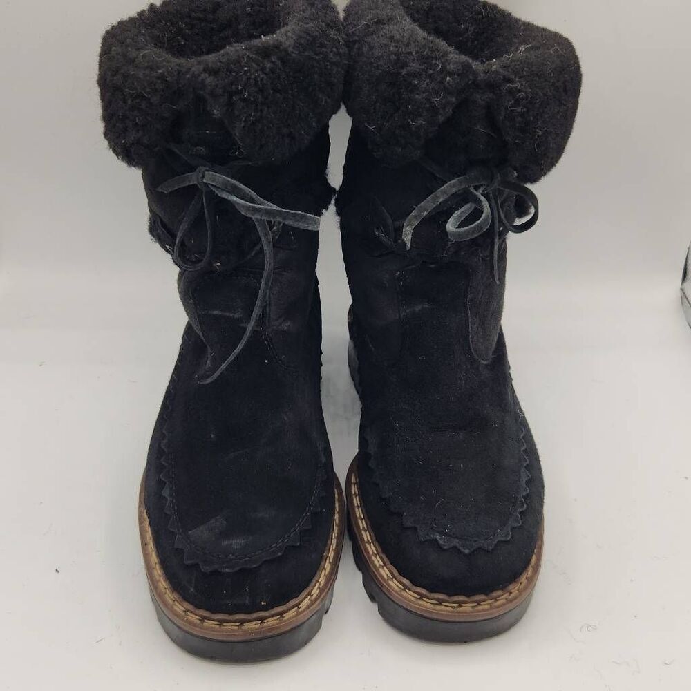 Vintage Blondo Women's 6.5 B Leather Genuine Shearling Black Waterproof Boots
